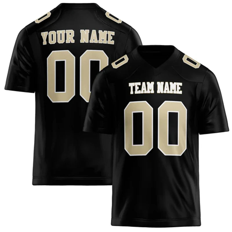Customized Team Name Number Name Rugby T-shirt Personalized DIY V Neck Black Mens Sports T Shirt Loose Quick Dry Team Uniforms