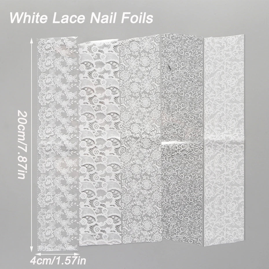 10pcs Elegant Black White Lace Flowers Nail Transfer Foils Stickers Black And White Sexy Lace DIY Charms Nail Art Decoration