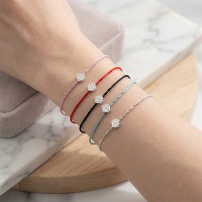 La Monada Red Thread For Hand Women's 925 Sterling Silver Bracelets Square Zircon Red String Rope Jewelry Bracelets For Women
