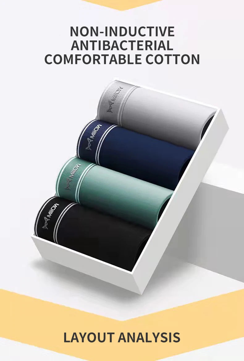 MiiOW 3Pcs Cotton Mens Panties Men's Underwear Breathable Man Boxershorts Graphene Antibacterial Men Underpants Men Boxer Trunks