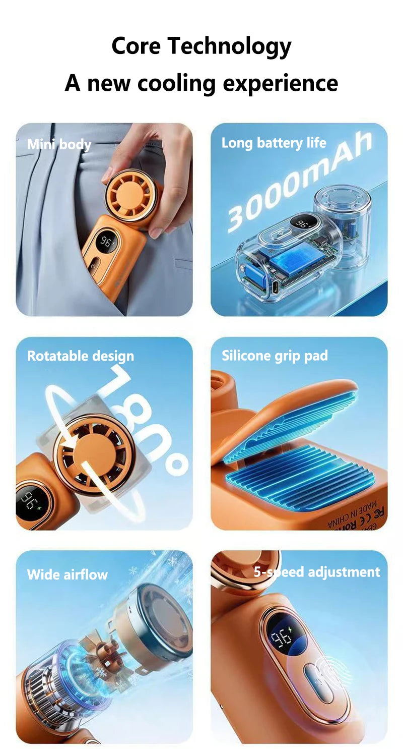 Lenovo Mini Handheld Cooling Clip Fan 100 Gear Speed Adjustment Lightweight Design Fan USB Charging For Outdoor Camping Gift