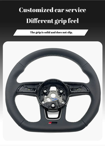 For Audi RS3 RS4 RS5 A3 A4 B9 A5 S3 S4 S5 2017-2020 Half perforated white leather steering wheel