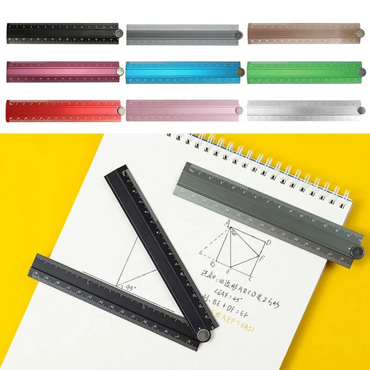 30cm Folding Ruler Drawing Measuirng Tool Aluminum Alloy Straight Ruler Multifunctional Metal Ruler School Office Supplies