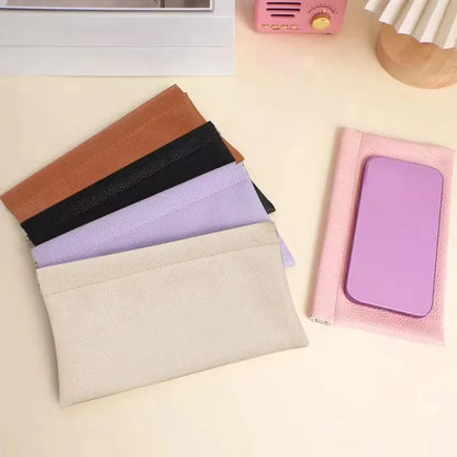 Self‑Closing Artificial Leather Long Wallet Passport Driver's License ID Holder Headphone Data Cable Storage Cash Pouch