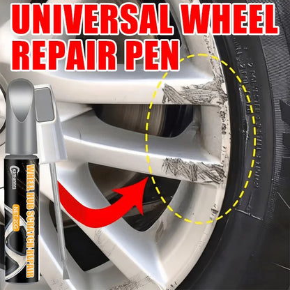 Automotive Silvery Alloy Rim Touch-Up Paint Pen, Wheel Curb Scratch and Impact Damage Repair, Dual-Tip Brush Head for Precise Re