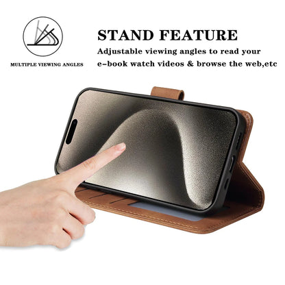 ZZXX Wallet Card Slot Holder Magnetic Flip Leather Case For iPhone 15 Pro Max 14 Plus 13 Mini 12 11 X XS XR SE 2022 8 7 6s Cover