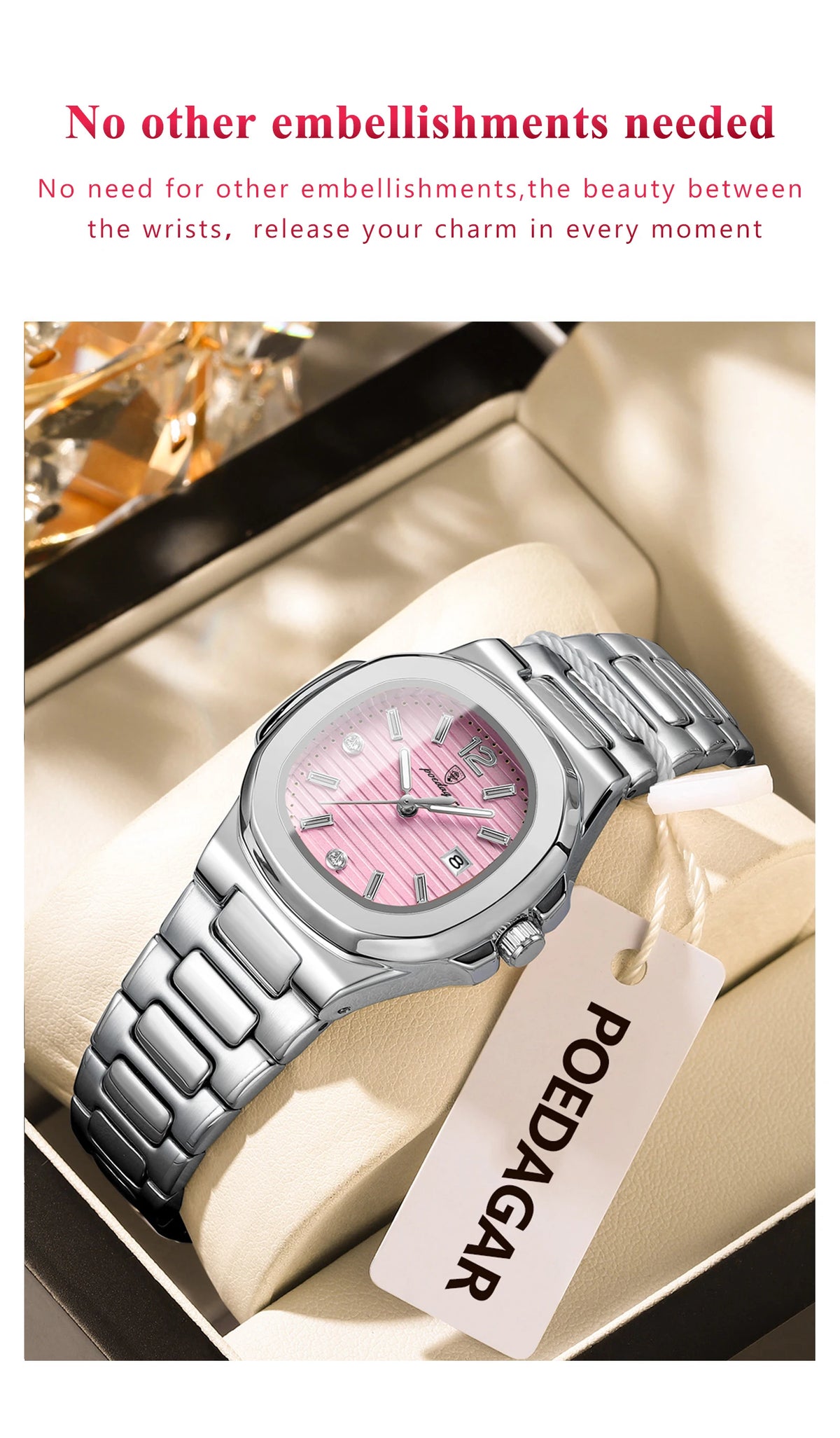 POEDAGAR Square Fashion Woman Wristwatch Luminous Waterproof Date Ladies Watch Luxury High Quality Quartz Women's Watches Reloj