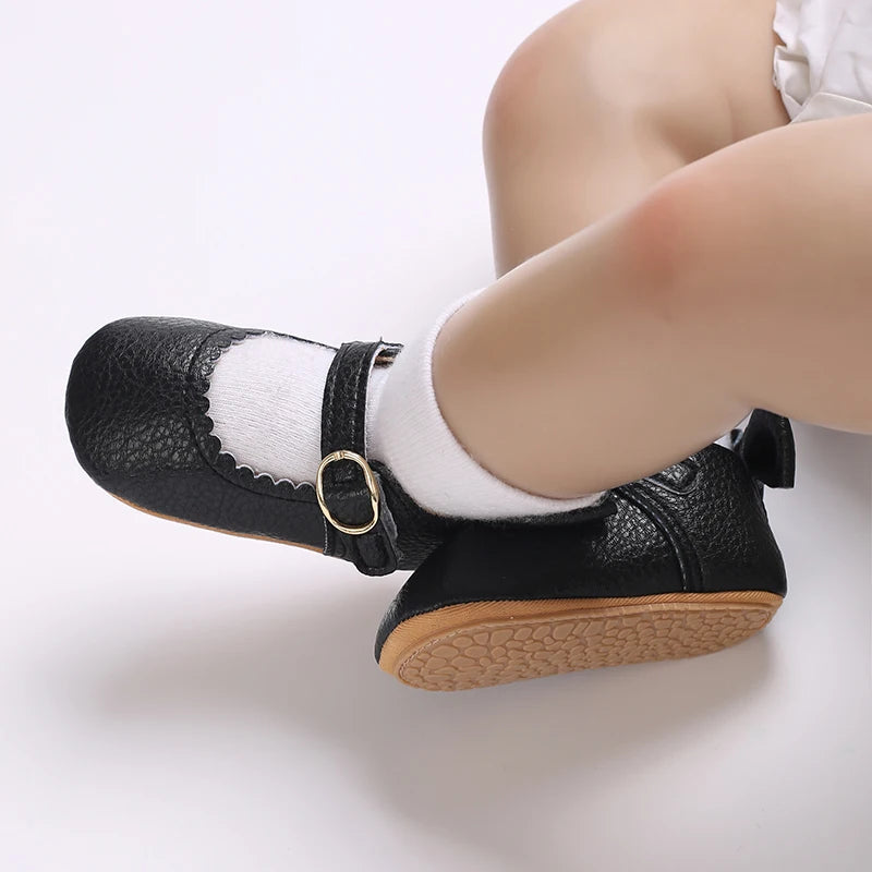 2025Black Fashion Newborn Party Princess Shoes  Boys And Girls' First Step Walking Shoes Rubber Soled Anti Slip Baby Shoes 0-18M