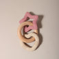 Silicone Star and Heart Teether with Teething Wooden Ring Baby Rattle Toy
