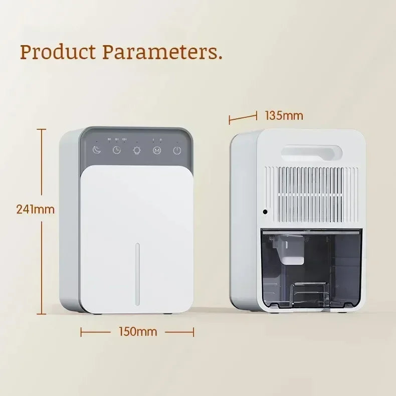 Intelligent Portable Dehumidifier with Deodorizing, Moisture Absorbing Mold Eliminator for Bedroom Office Dampness Control