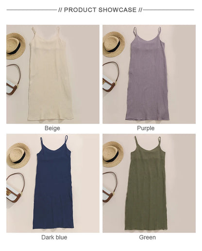 Casual Muslin 100% Cotton Gauze Dresse Summer Women's Loose Sleeveless Backless Streetwear Female Chic Dress Vestidos Long Robe