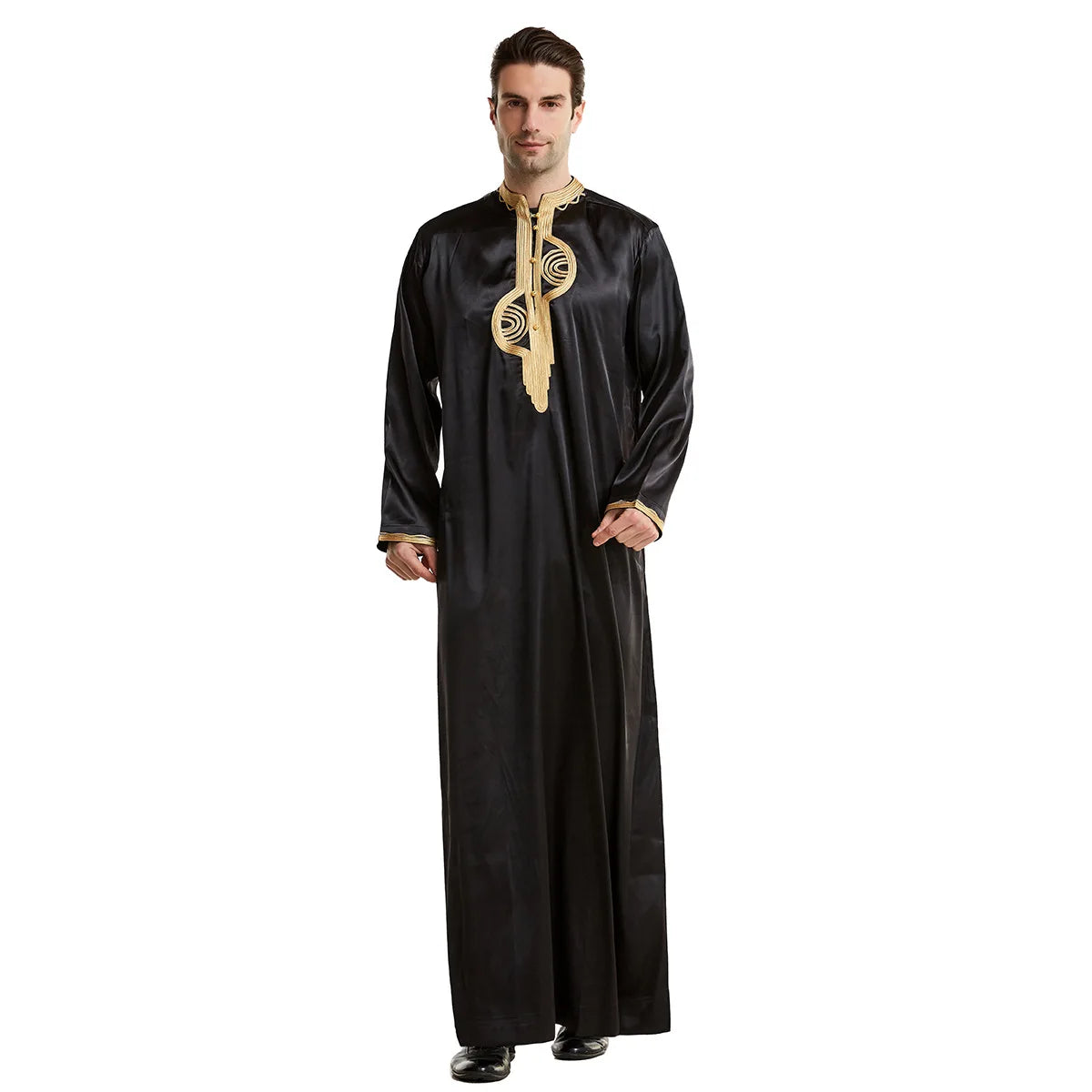 Muslim Men Clothing Kaftan Robes Long Sleeves Stand Collar Eid Thobe Kurta Arab Turkish Dress Dubai Islam Habit Ethnic Leisure
