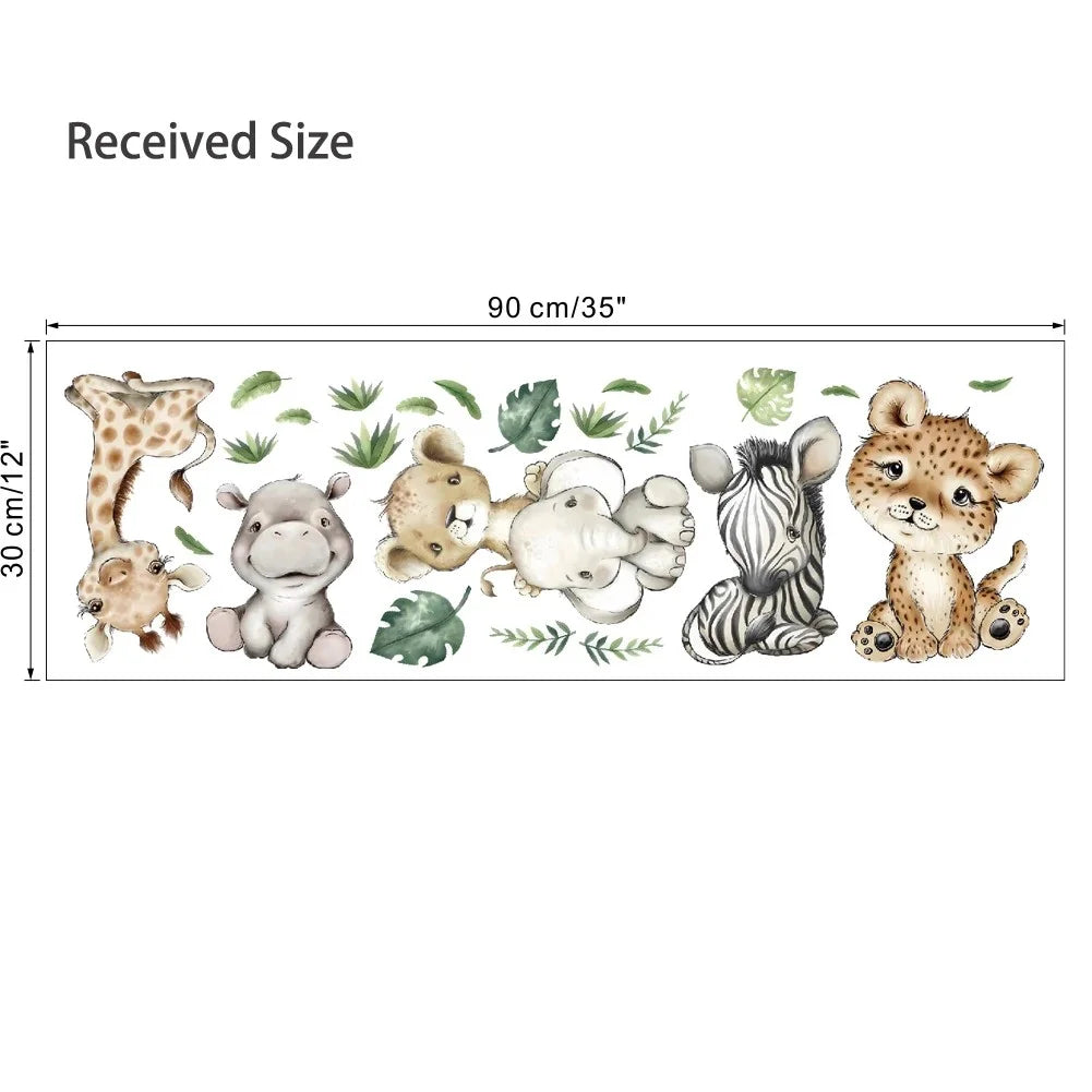 Cute Forest Animals Wall Stickers for Kids Rooms Children Boys Girls Baby Room Decoration Nursery Wallpaper Vinyl Elephant Lion