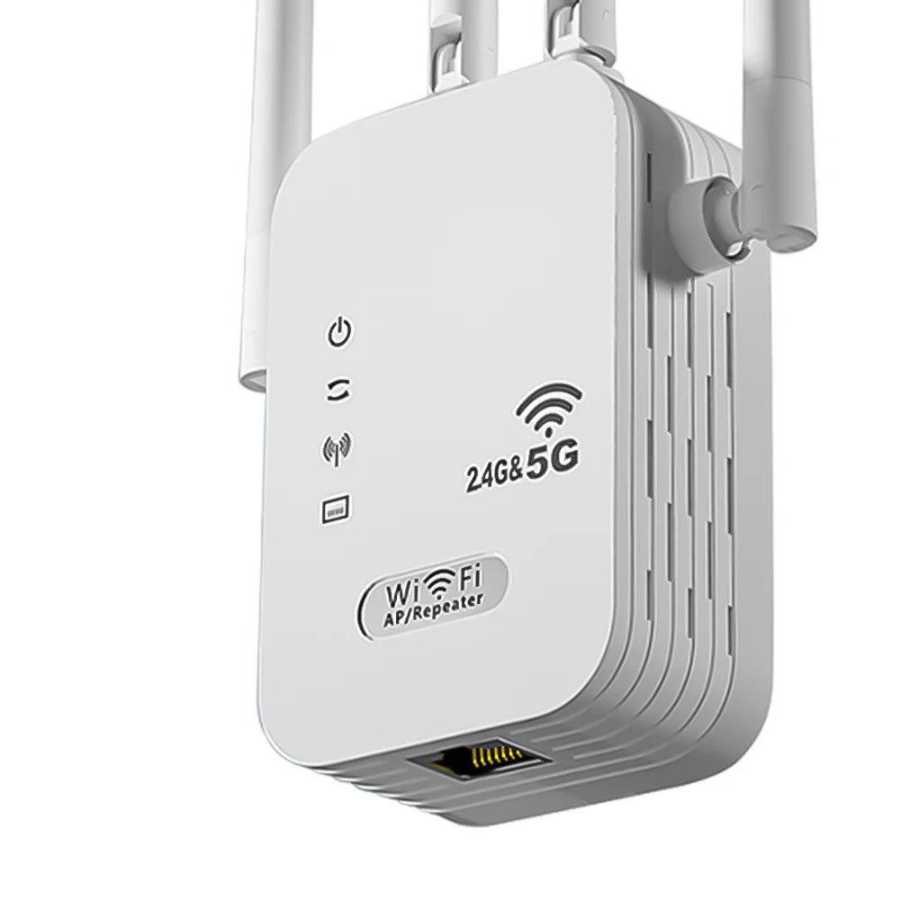 1200Mbps WiFi Repeater Signal Amplifier Dual Band 2.4G 5G WI-FI Signal Booster Long Range WIFI Network Extender for Home Office