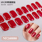 16/20/22Tips Semi-Cured Gel Nail Wraps Full Cover Manicure DIY Waterproof Long Lasting Gel Nail Stickers set for UV Lamp Need