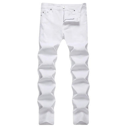 Men Classic Pure Black Jeans All Match Stretch Denim Pants Casual Plus Size Slim Straight Trousers