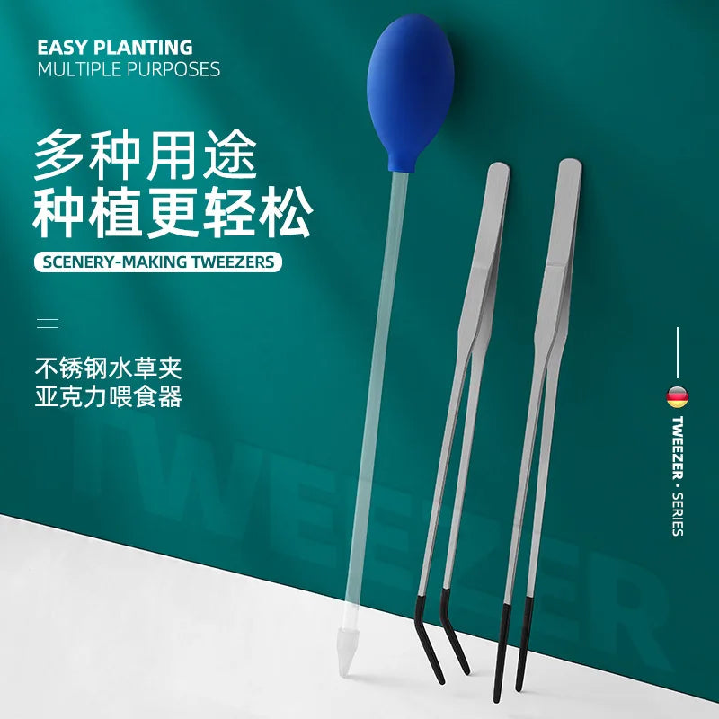Stainless Steel Reptile Feeding Tongs With Rubber Tips Aquarium Aquarium Straight And Curved Tweezers Pet Feeding Accessories