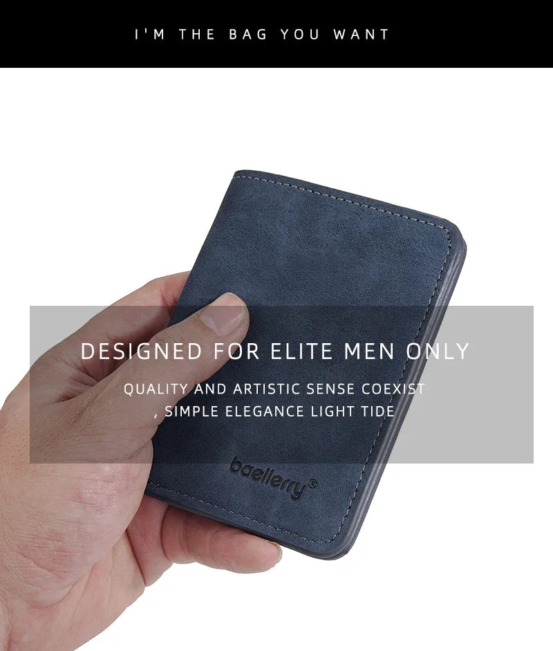 New Men's Short Wallet Cardholder Combo Anti-Theft Minimalist PU Leather
