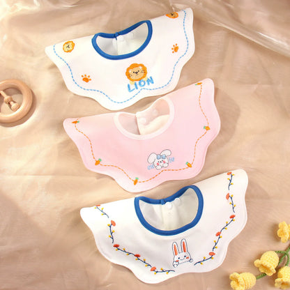 Cute Embroidery Cotton Baby Bibs Autumn New Infant Bib Newborn Burp Cloths for Kids Boy Girl Spring Soft Feeding Saliva Towel