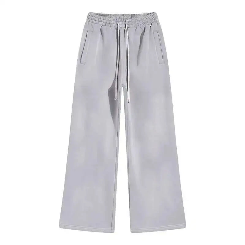 IEFB Washed Male Set Sweatshirt Sweatpants Splash-ink White Spray Dye Velvet Hoodies Autumn Spring New Trendy Male Wear 9W125