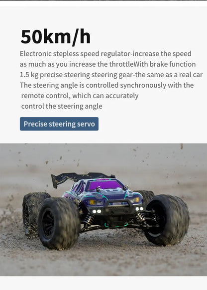 ZWN 1:16 70KM/H Or 50KM/H 4WD RC Car With LED Remote Control Cars High Speed Drift Monster Truck for Kids vs Wltoys 144001 Toys