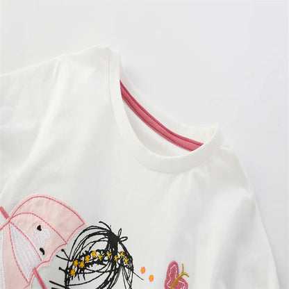 Jumping Meters 3-8T Fashion Design Kids Tees Hot Selling Cotton Summer Girls Tshirts Baby Clothes Children's Tees Tops