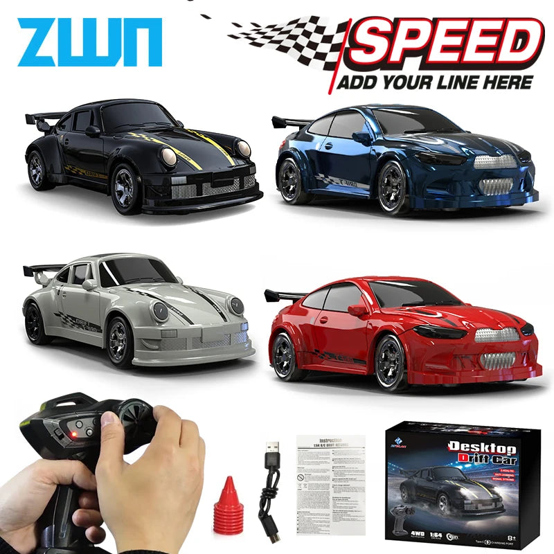 KF20 1/64 High Speed Drift RC Car 2.4G 4WD Remote Control Desktop Mini GTR Racing Model Cars for Boys Kids Toy Gift