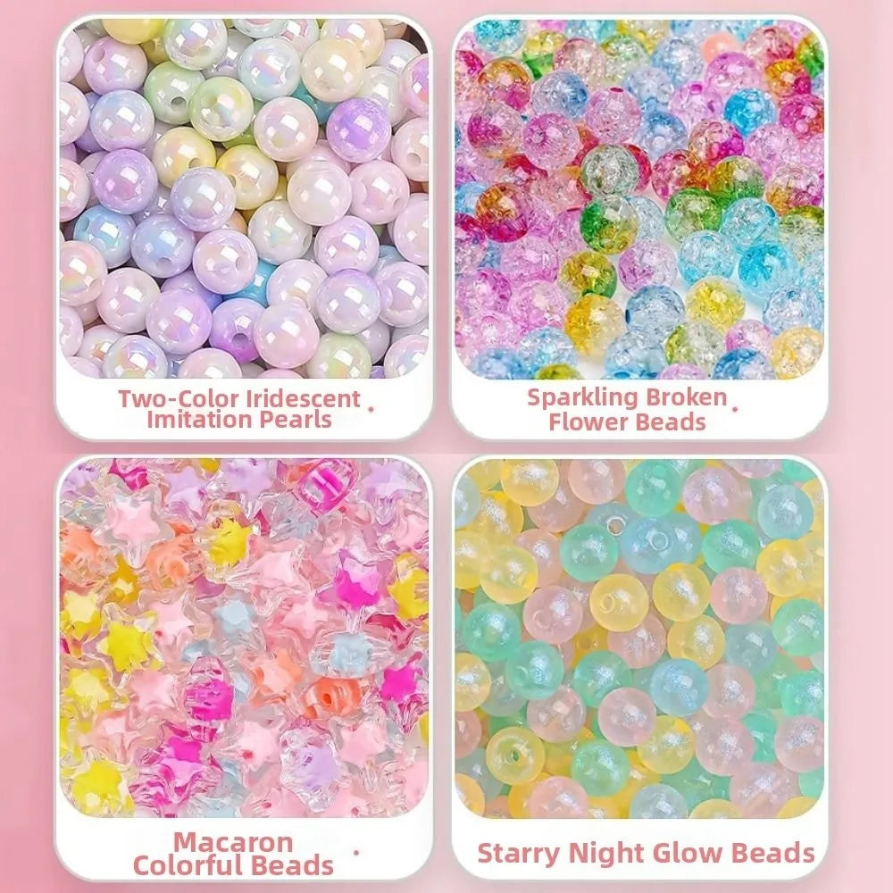 24 Grid DIY Handmade Beaded Kit Toy Creative Colorful Beads Bracelet Making Kit Kawaii Candy Color Beads Toys for Children Girl