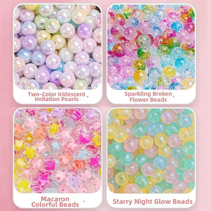 24 Grid DIY Handmade Beaded Kit Toy Creative Colorful Beads Bracelet Making Kit Kawaii Candy Color Beads Toys for Children Girl