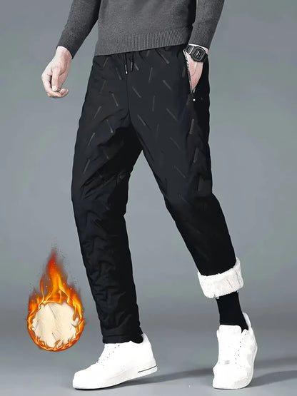 Winter Sweatwear Men Plush Thick Fleece Sweatpant Lambswool Thermal Trousers Casual Pants Waterproof Windproof Warm Cotton Pants