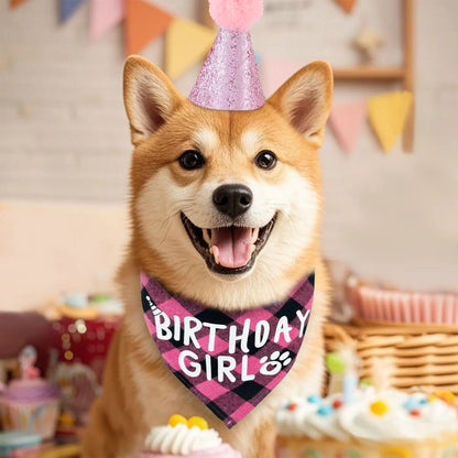 4pcs Dog Birthday Party Supplies, Birthday Boy Dog Bandana, Dog Birthday Hat with Numbers for Medium Large Dogs Pets