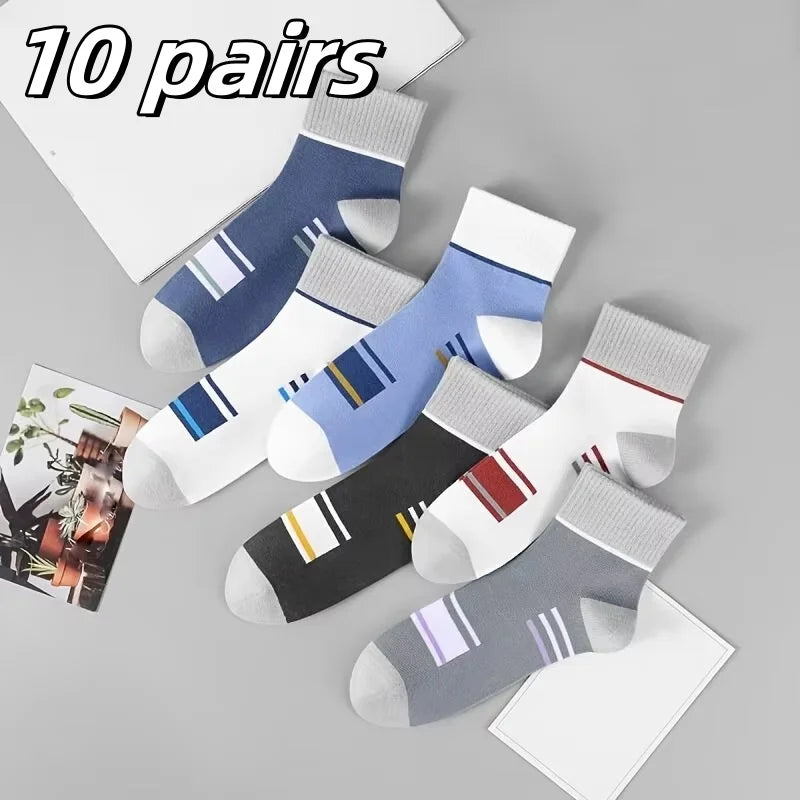 5 Pairs Socks MEN'S Mid-calf Spring and Autumn Sports Sweat Anti-odor MEN'S Socks Thin Sports Socks