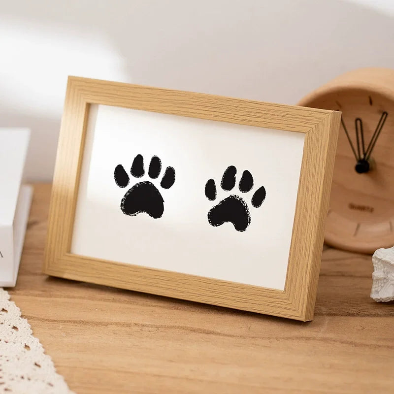 5 Inch Solid Wood Picture Frame Inkless Ink Pad Kit Baby Hand Foot Print Pet Paw Imprint Frame Keepsake Decor Indoor Display