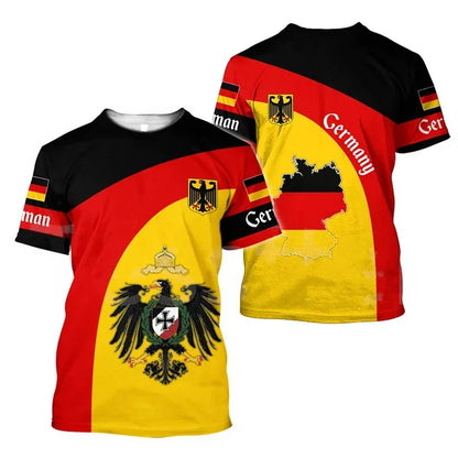 Fashionable and Lnteresting Germany Pictures For Men's T-Shirts Trend Digital Printing Casual Round Neck Short Sleeved