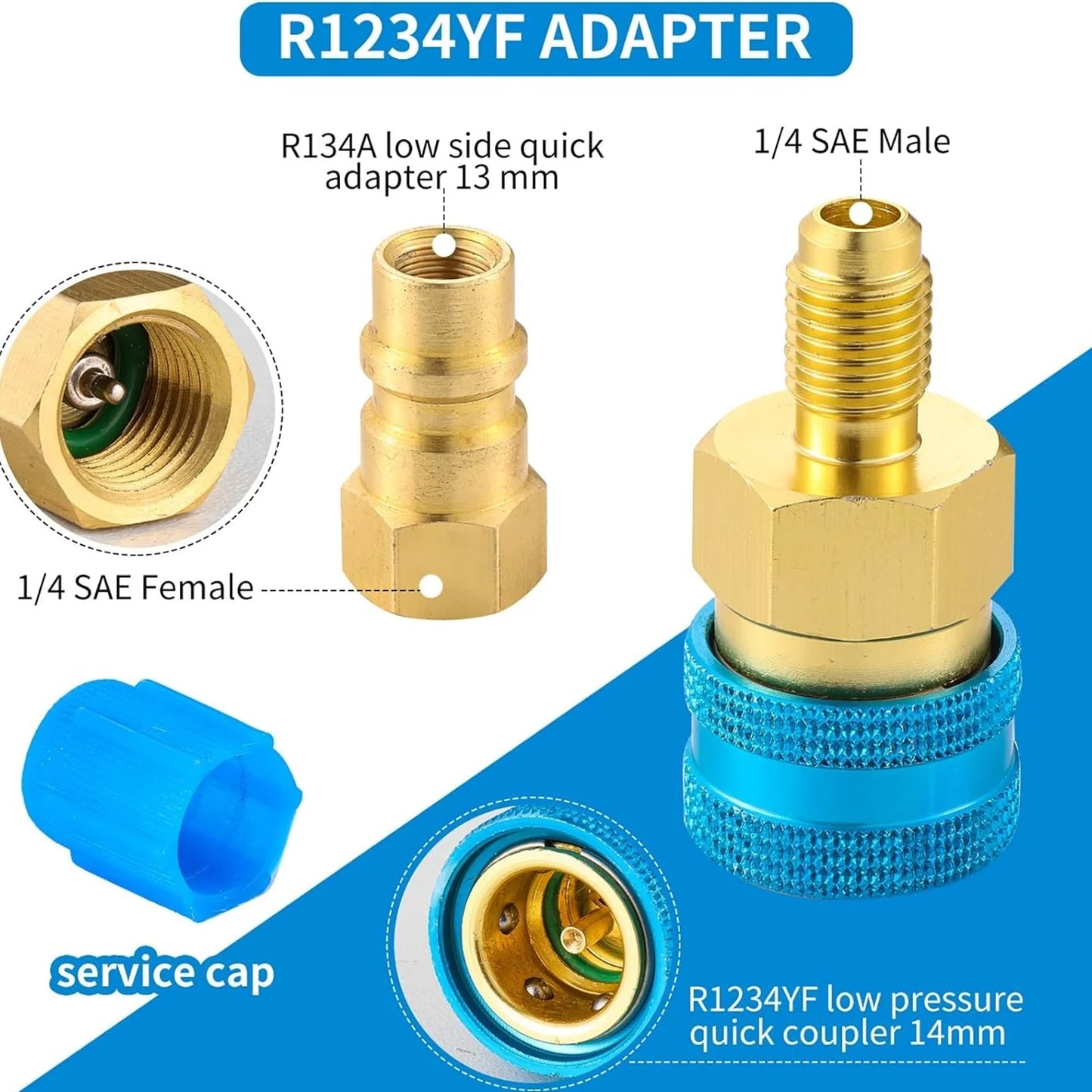 2PCS Air Conditioner Quick Connector R1234YF/R12 to R134A Quick Connectors Adapters Car Airconditioning Fitting Car Tools