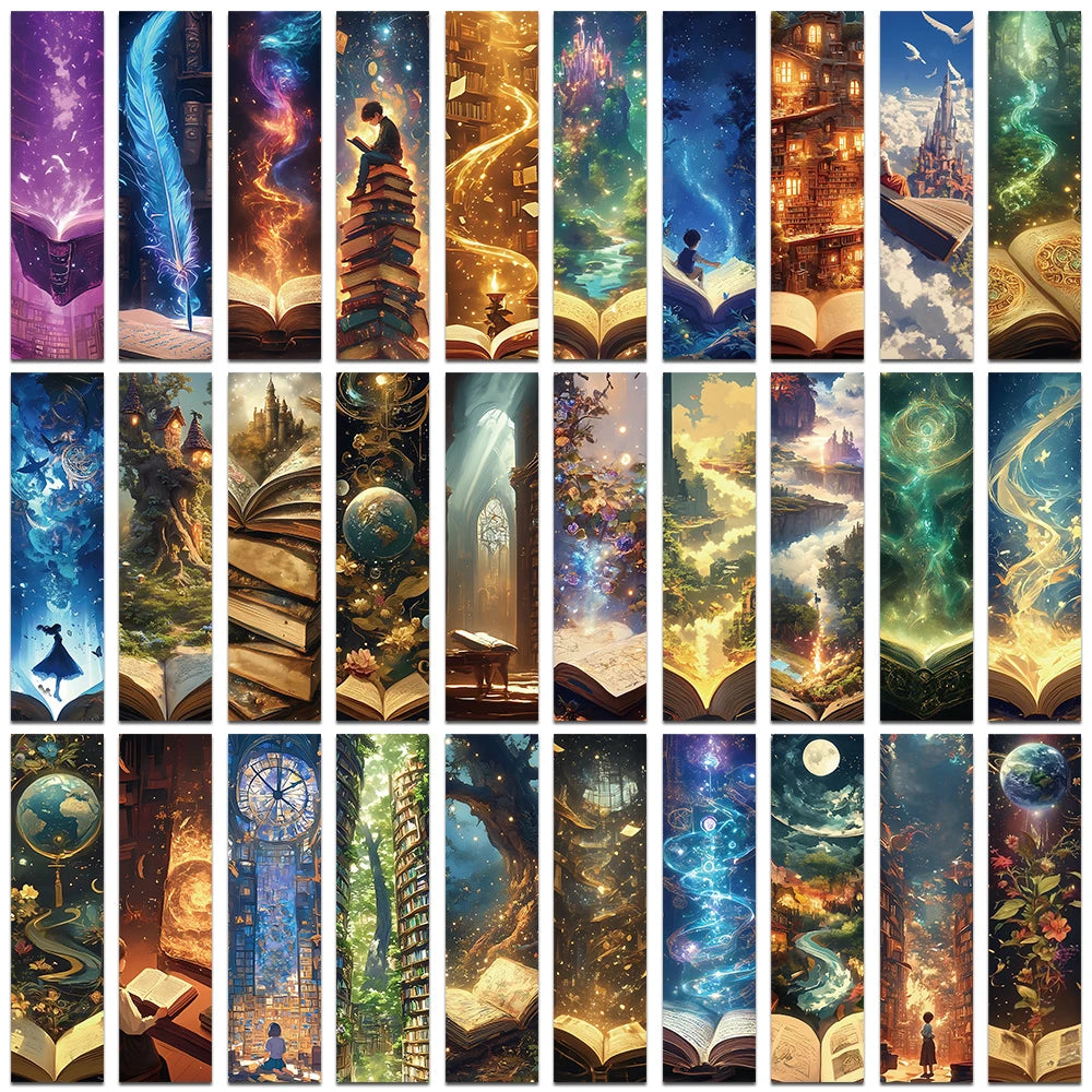 30PCS Fantasy Mystery Wizarding World Advanced Reading Bookmark Pages Books Labeled Aesthetic Bookmark Stationary Supplies