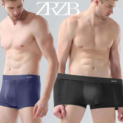 Brand Boxers Man Summer Thin Ice Silk Breathable Men Underpants Soft Touch Men's Briefs 3D Cutting U Pouch Design Underwear Man