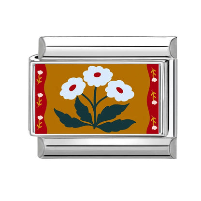 2025 Women's Fashion Colorful Flowers Oil Painting Style Series Italian Charms Fit 9mm Stainless Steel Bracelet DIY Jewelry Gift