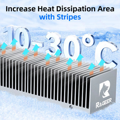 RAGEER M.2 SSD Cooler, Heavy Duty Aluminum Convection Heat Sink, NVME NGFF Cooler,  FrostBlade 1 Passive Heat Sink with 38 Fins