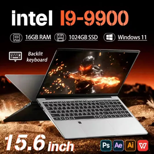 15 colių nešiojamieji kompiuteriai su Windows 11 Pro, Intel Core i9-9900, 16 GB RAM, 1 TB SSD, biurui, žaidimams, mokslams, kompiuteris