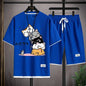 2024 Men's Summer Waffle Set Brand Fashion Casual T-shirt+Shorts Set Men's Sports Set Loose ComfortableSlo Two-piece Set
