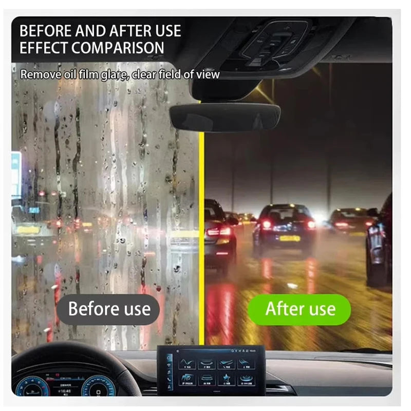 Car engine oil film cleaning brush, windshield rain and fog repellent, coating remover, automotive supplies