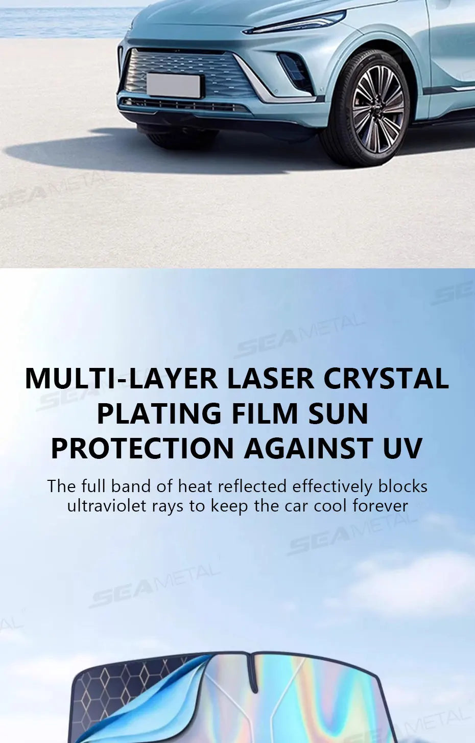 SEAMETAL Car Windshield Sun Shade Five-layer Front Window Sunshade Windshield Sun Protection Cover UV Blocker Summer Car Covers