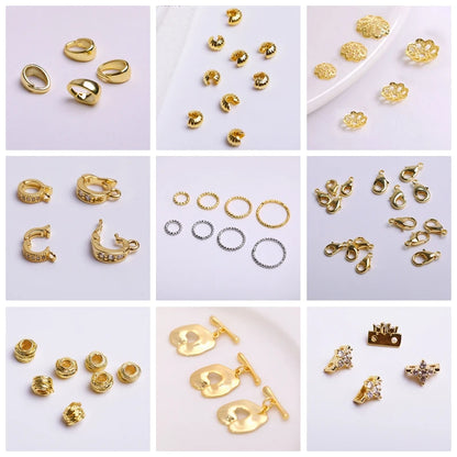 Jewelry Making Beads,18K Gold Plated Wave Thin Spacer Beads,Brass Round Thin Beads DIY Bracelet Necklace Making Accessories