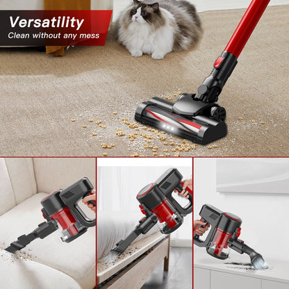 Cordless Vacuum Cleaner, 32KPA Househeld Stick Vacuum Cleaner With LED Lights, Foldable Tube, Washable Hepa Filtration, Self-standing, 4000mAh Battery, Multifunction Accessories, Lightweight Vacuum For Hardwood Floor Carpet P