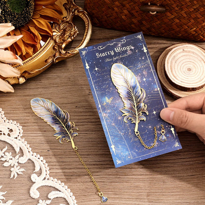 1 pc Metal Bookmarks with Chain Pendant Colorful Feather Design Unique Gifts for Book Lovers Writers Students Teachers Holiday