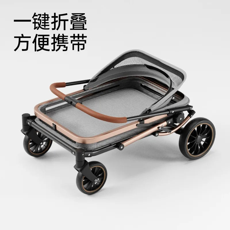 Foldable Large Giant Dog Stroller Lightweight Portable Multi Cat Pet Carrier for Senior Dogs Outdoor Travel