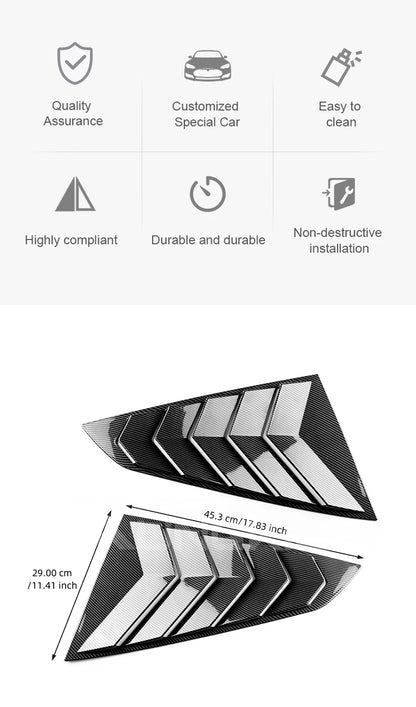 For Ford Mustang 2024 2025 2026 GT S650 Gloss Black Carbon Fiber Pattern Rear Windshield Side Spoiler Splitter Triangle Louver