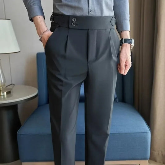 Business Casual Men's Suit Pants Breathable Versatile Korean Style Lightweight Luxury West Pants for Office Work Slim Fit