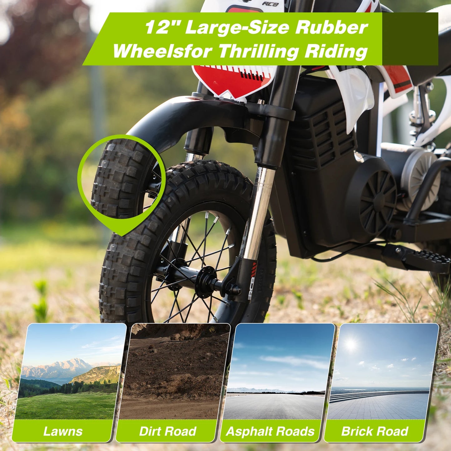 RCB KIDS Kids Electric Motorcycle R9X PRO 350W 36V Ride-On Toy, 3 Speed 25km/h, 16km Range, LED Light, Rechargeable, 6+, Max 80kg